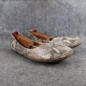 Lucky Brand Shoes Womens 8.5 Ballet Flats Slip On Emmie Leather Snake Print Grey